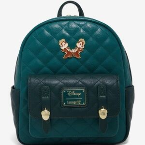 NWT Loungefly Disney Chip & Dale Quilted Mini Backpack .